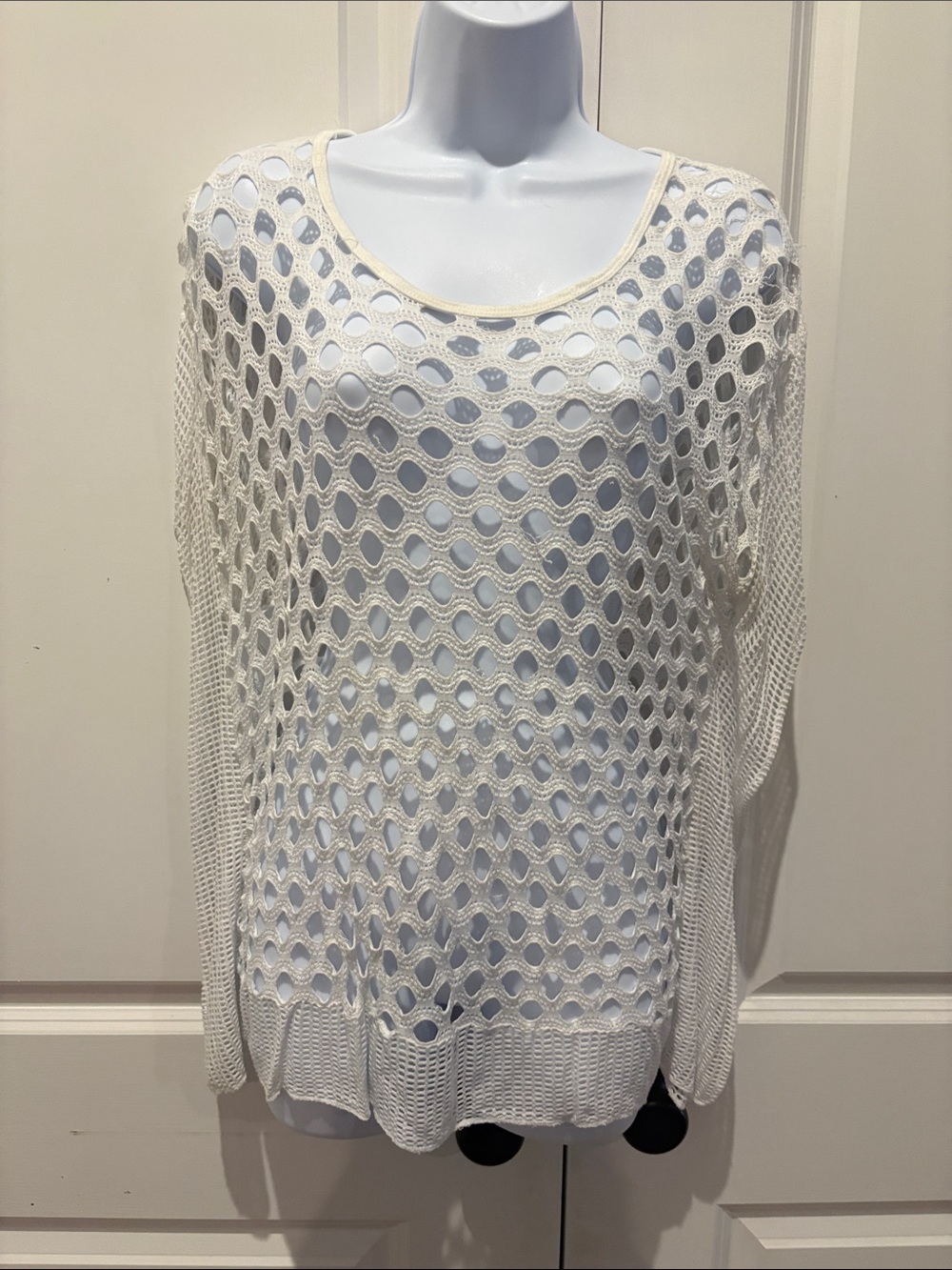 Lightweight White Crochet Pullover Top